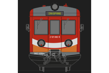 400820 - EN57-1056 PolRegio, st. Małopolski Zakład w Krakowie, model z oświetleniem wnętrza