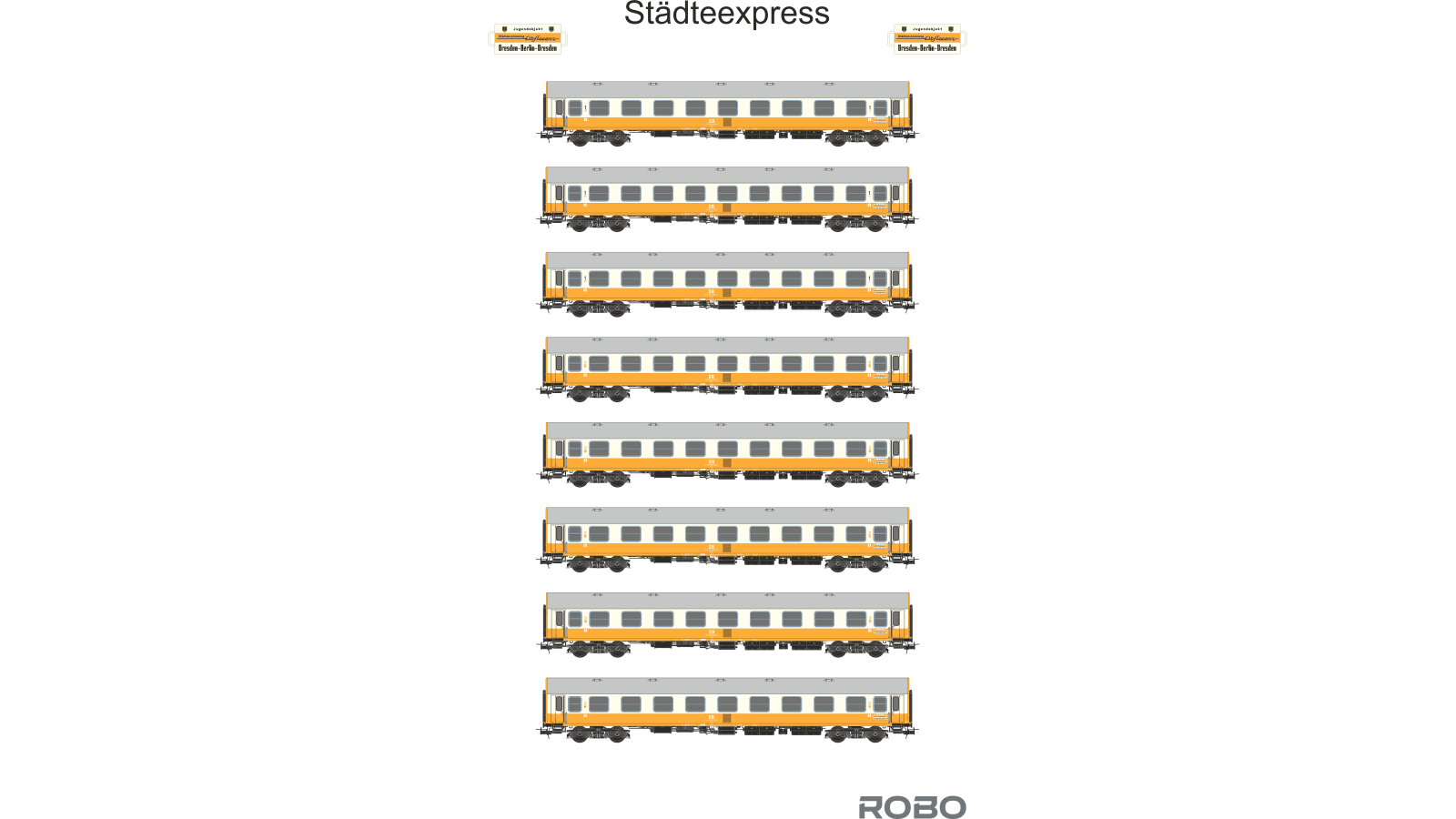 200111 - Städteexpress - Y/B-70 Bautzen - 8 coaches set, Berlin Lichtenberg station - NEW ROBO 2.0 LIGHTING BOARD