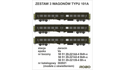 302021 - Set of 3 2nd class coaches, Jarocin station - "Ryflak", NEW ROBO 2.0 LIGHTING BOARD
