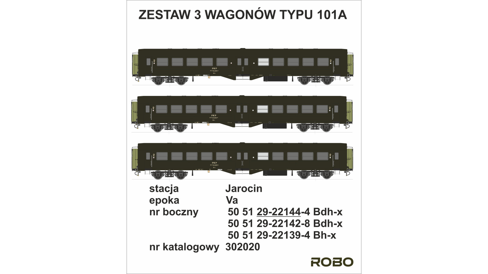 302020 - 3 coaches set, 2nd class, Jarocin station- "Ryflak"