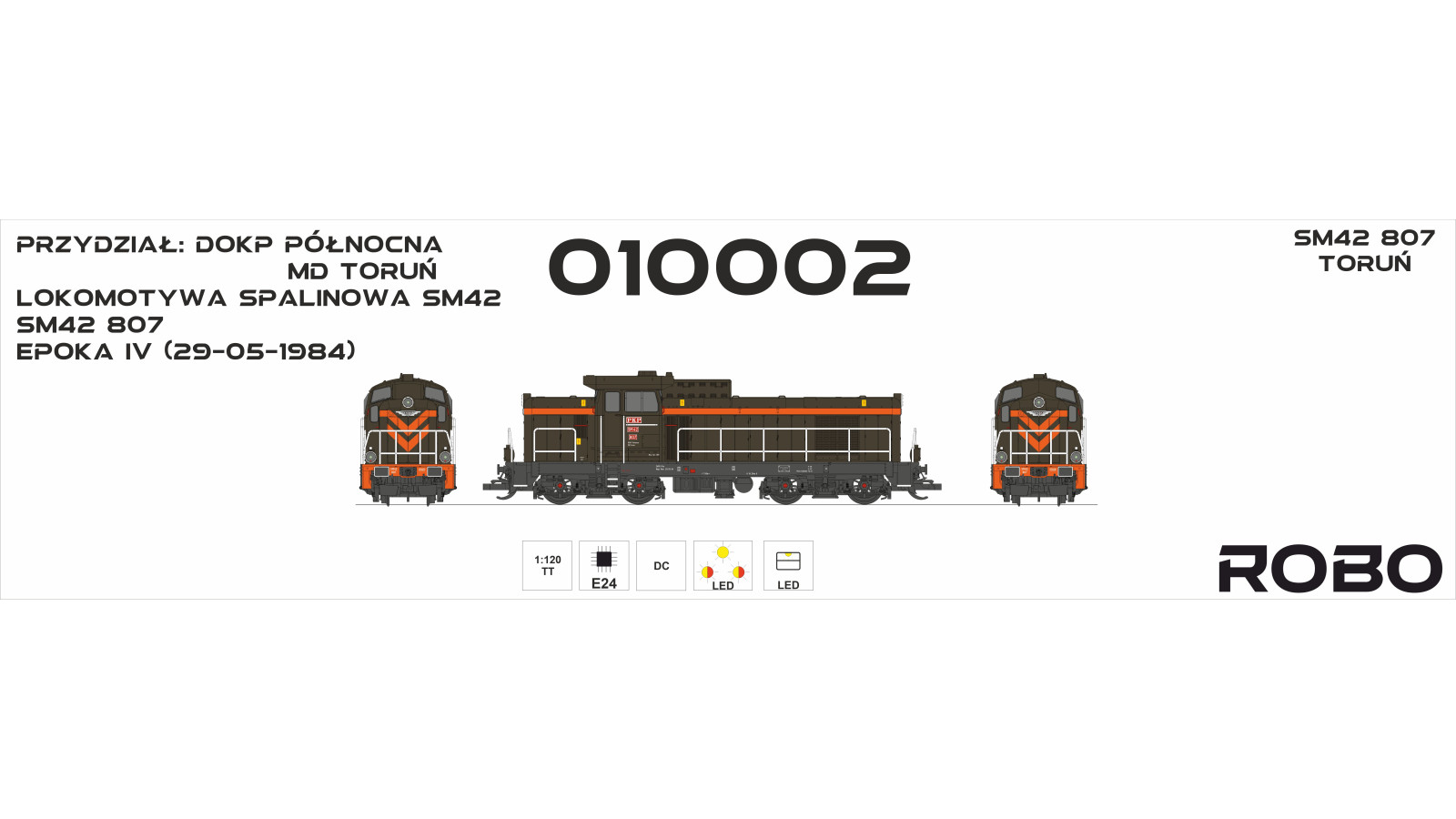 010002 - Disel Lokomotive SM42 807, DOKP Północna MD Toruń, Analog version, scale 1:120