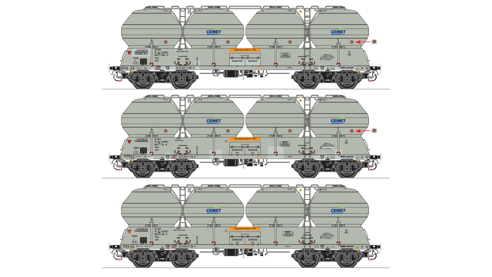 SM408102 Schlesienmodelle - Cemet S.A. 408S - set II - zestaw 3 wagonów