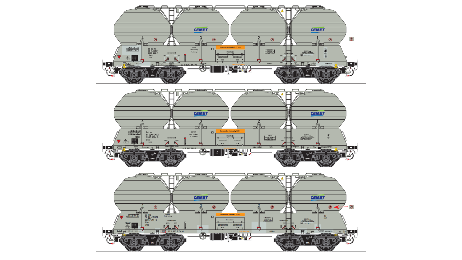 SM408101 Schlesienmodelle - Cemet S.A. 408S - set I - zestaw 3 wagonów