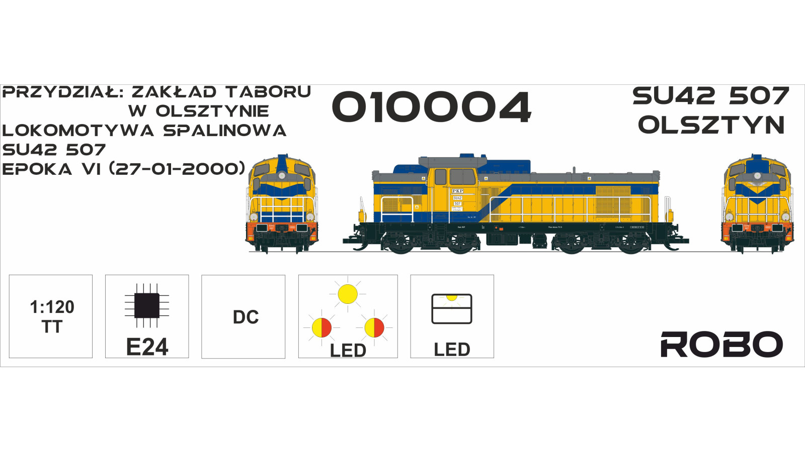 010004 - Disel Lokomotive SU42 507, Olsztyn Rolling Stock Depot, Analog version, scale 1:120