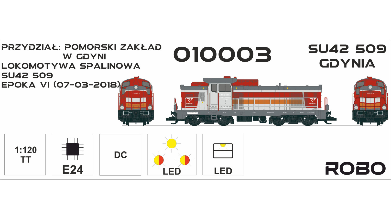 010003 - Disel Lokomotive SU42 509, Pomeranian Division in Gdynia, Analog version, scale 1:120