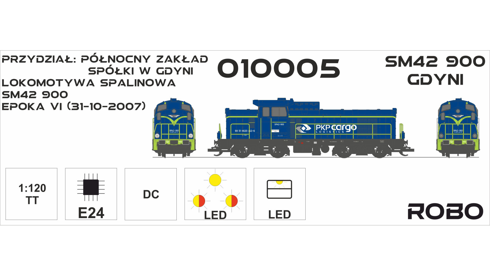 010005 - Lokomotywa spalinowa SM42 900, PKP cargo LOGISTISC, Północny Zakład Spółki w Gdyni, wersja analogowa, skala 1:120