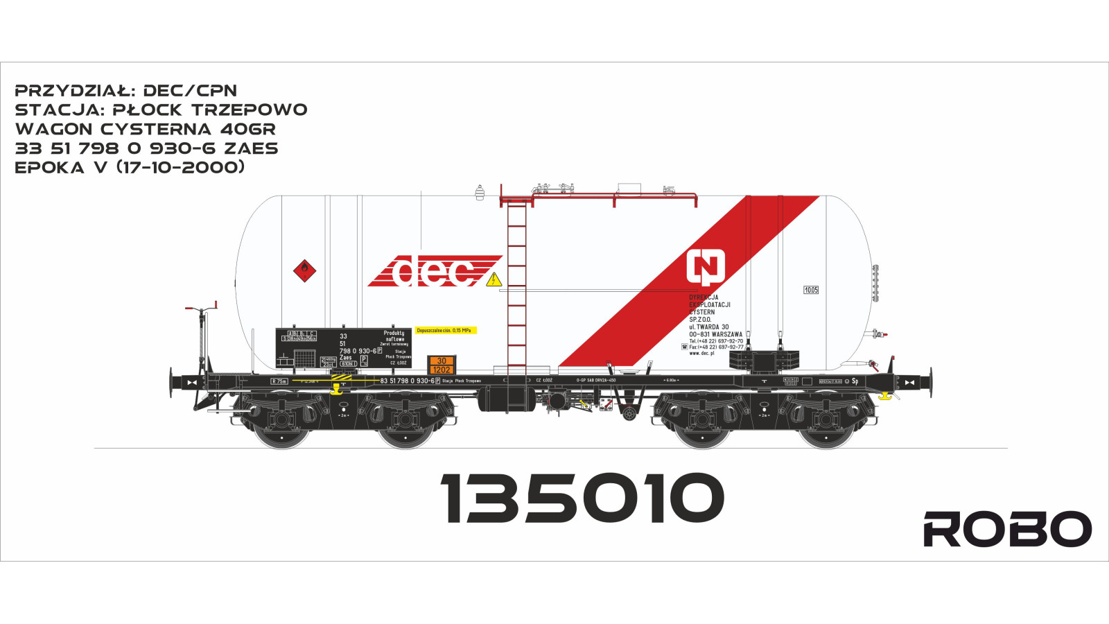 135010 - PKP 406R - wagon cysterna DEC/CPN, stacja Płock Trzepowo
