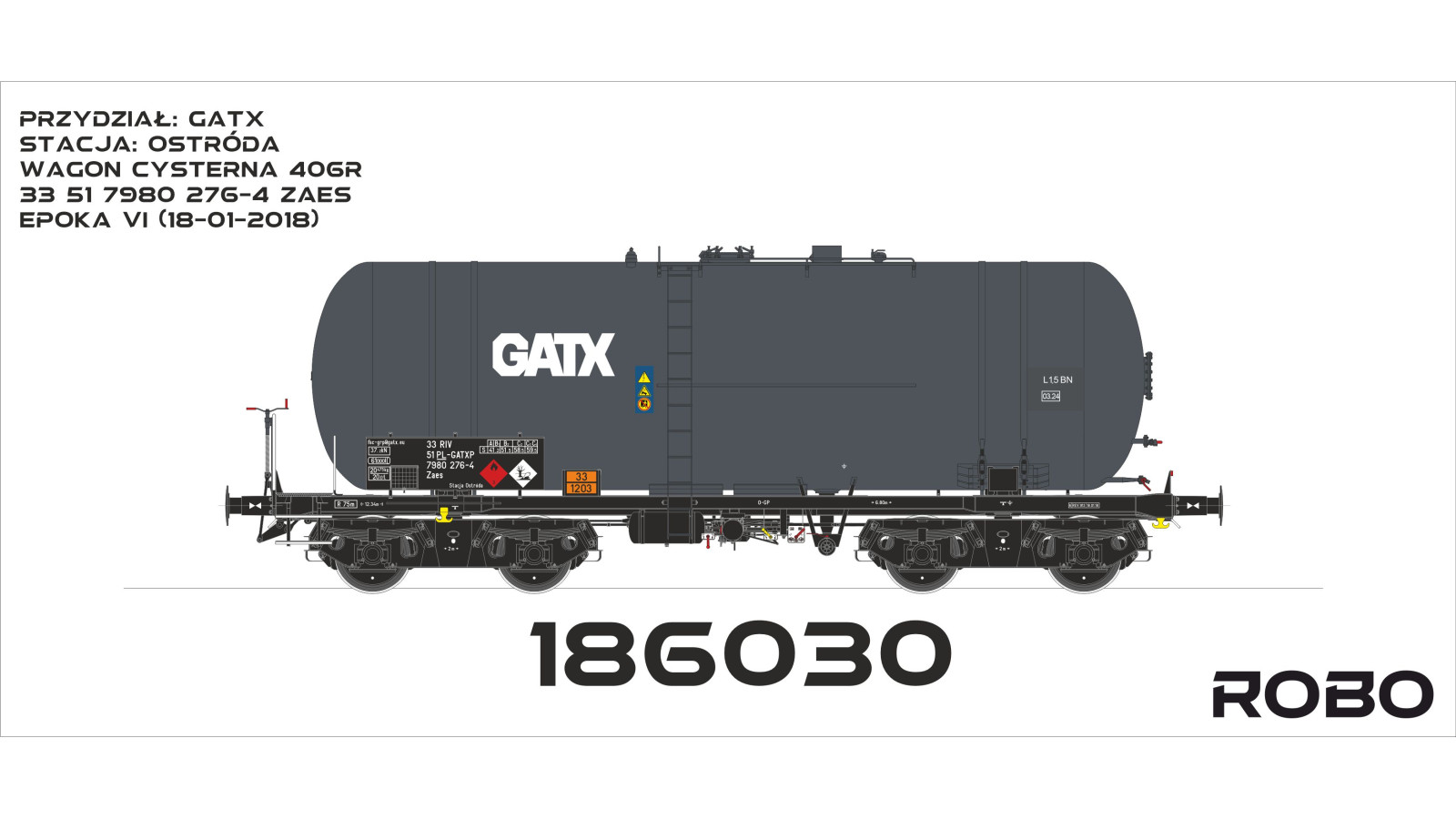 186030 - wagon cysterna 406R GATX , stacja Ostróda