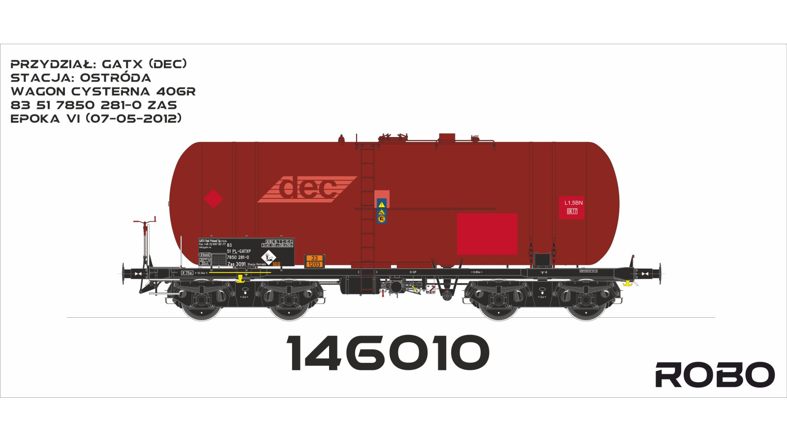 146010 - wagon cysterna 406R GATX (DEC) , stacja Ostróda