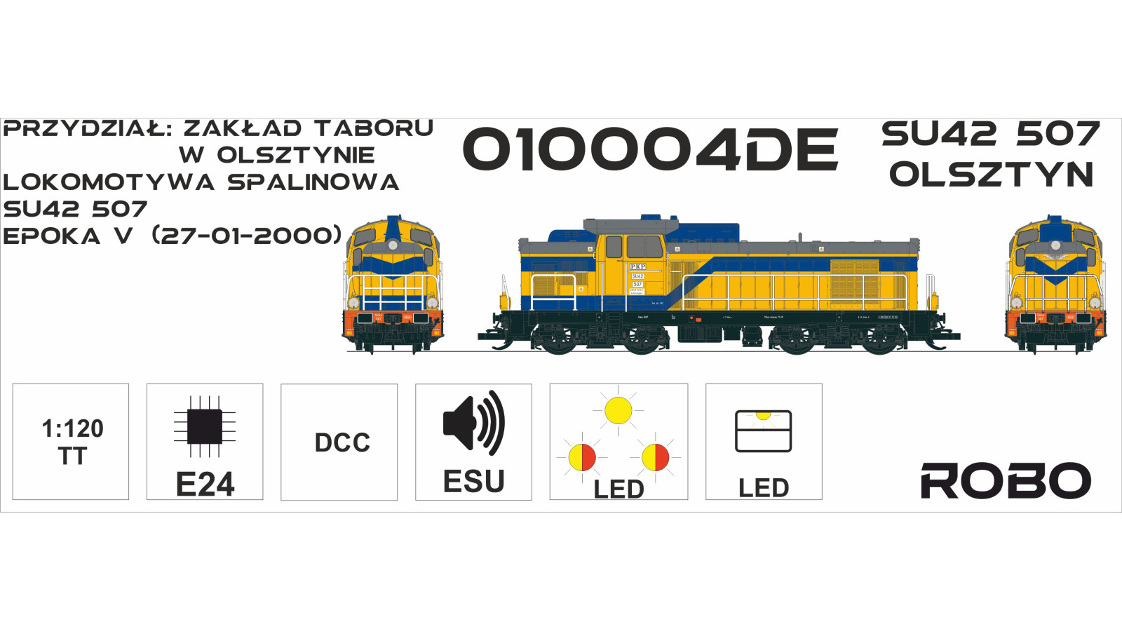 010004DE - Lokomotywa spalinowa SU42 507, Zakład Taboru w Olsztynie, wersja cyfrowa z dekoderem dźwięku, skala 1:120