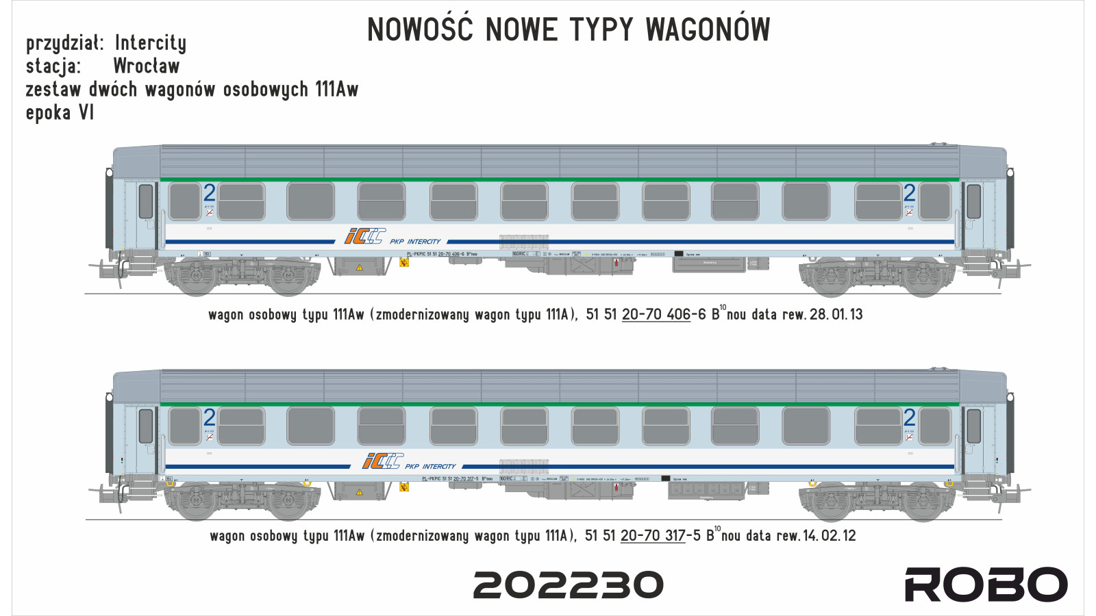 202230 - Zestaw 2 wagonów osobowych PKP Intercity, stacja Wrocław