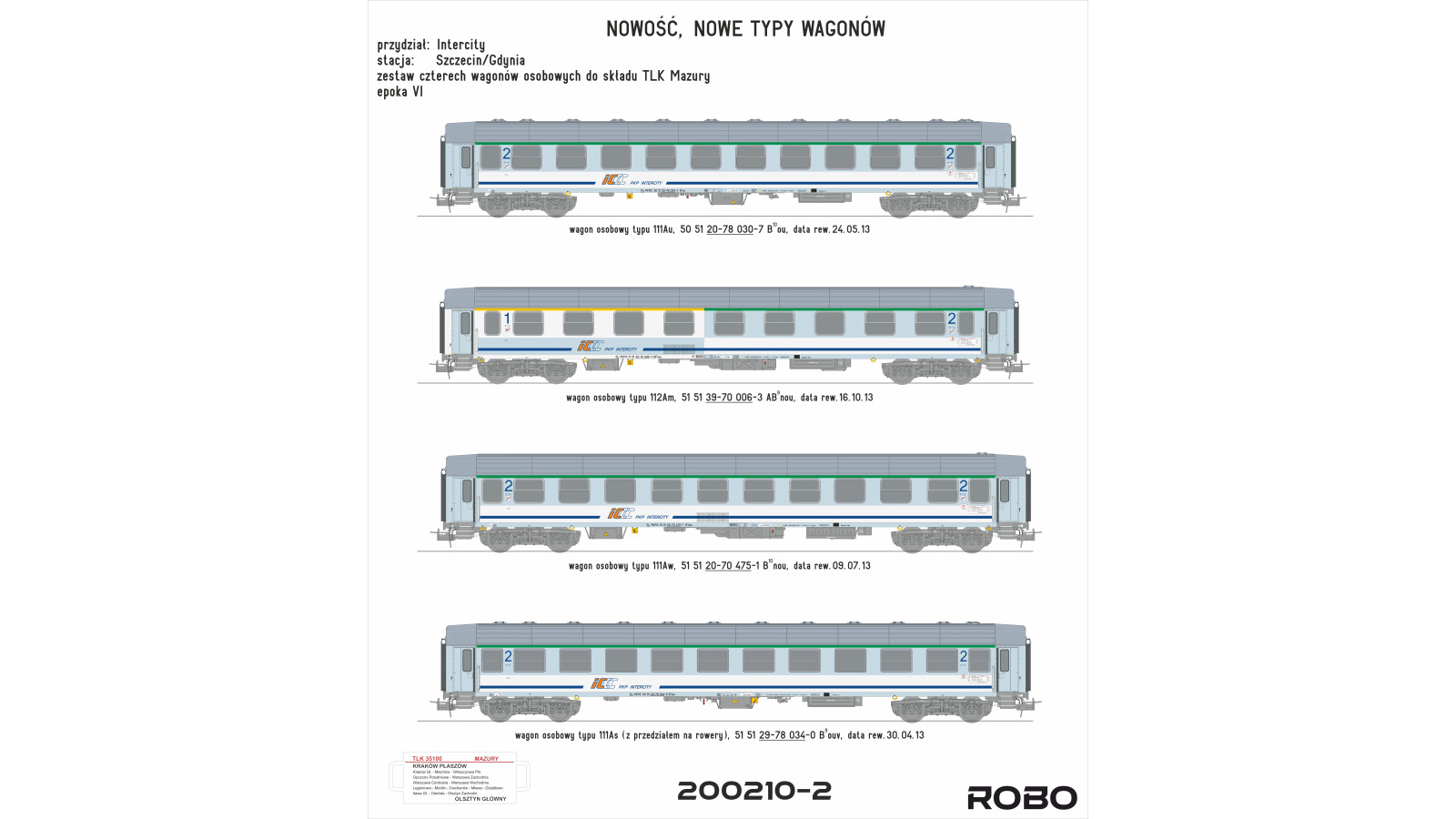 200210-2 - Zestaw 4 wagonów osobowych PKP Intercity – TLK „Mazury”