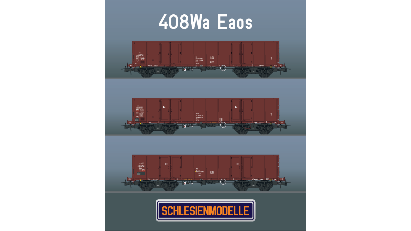 SM408001 Schlesienmodelle - PKP Cargo 408Wa - set I - zestaw 3 wagonów