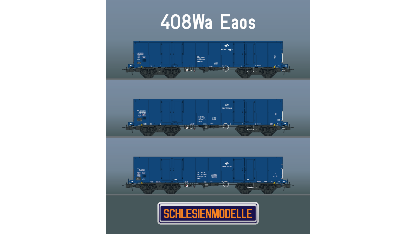 SM408050 Schlesienmodelle - PKP Cargo 408Wa - set II - zestaw 3 wagonów