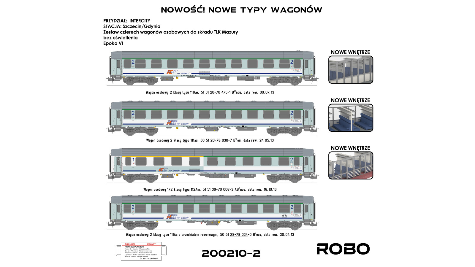 200210-2 - Set of Four PKP Intercity Passenger Coaches – TLK "Mazury"